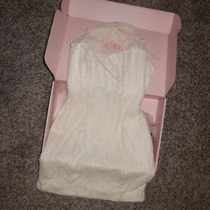 Oh Polly White Pearl Embellished Dress